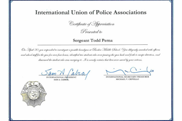 IUPA-Certificate-Sergeant-Todd-Perna